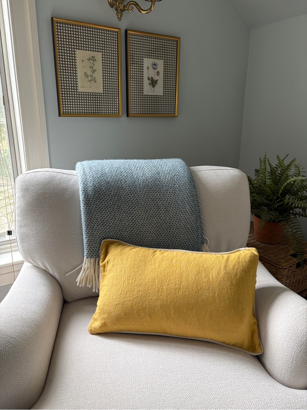 Pair of Ballard Designs Washed Linen Mustard Yellow Lumbar Pillow Covers